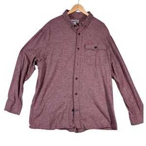 Duluth Trading Co Mens XL Relaxed Fit Button Down Shirt Burgundy Heather 80686